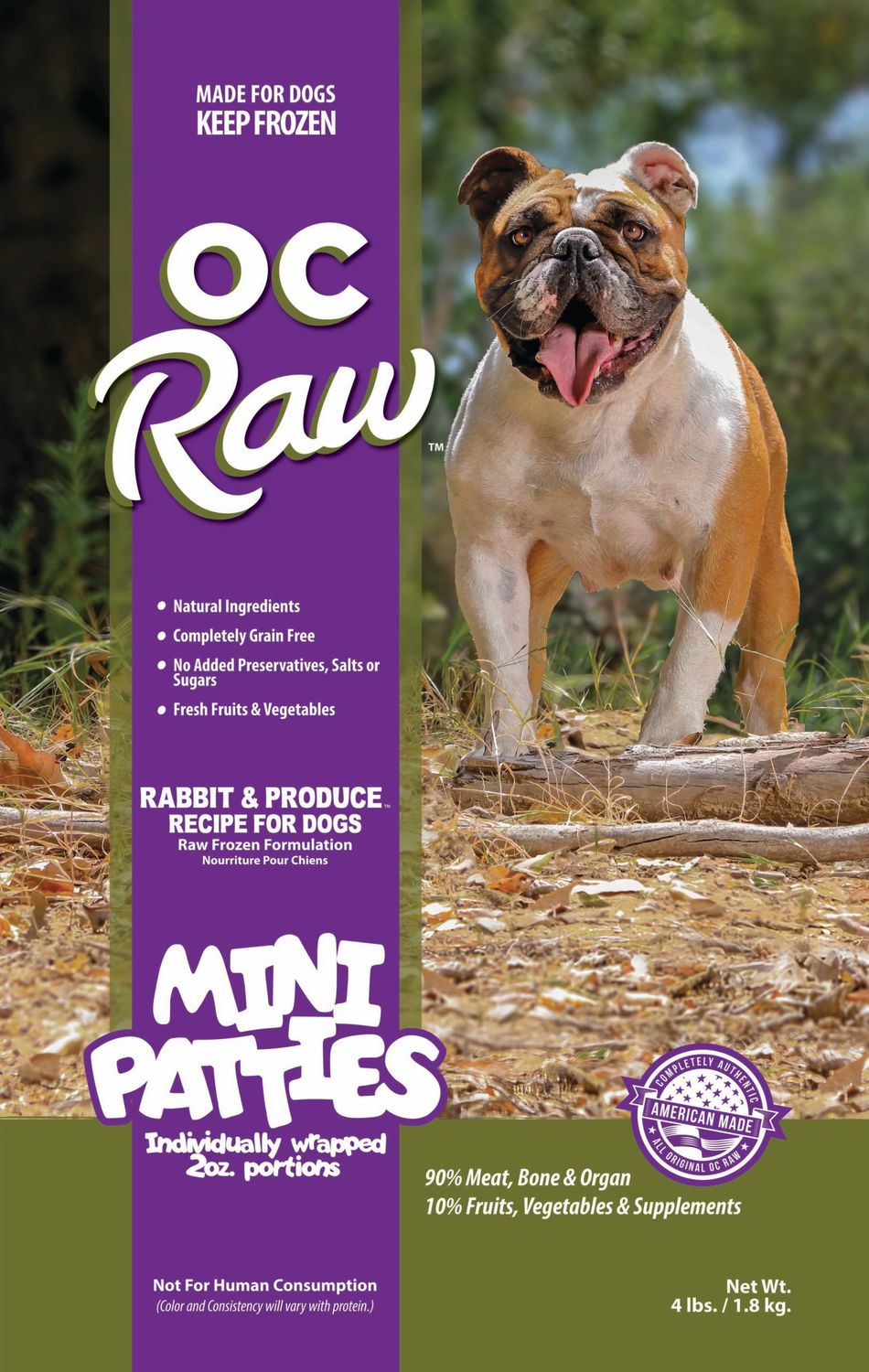 OC Raw Frozen Rabbit &amp; Produce 4lb