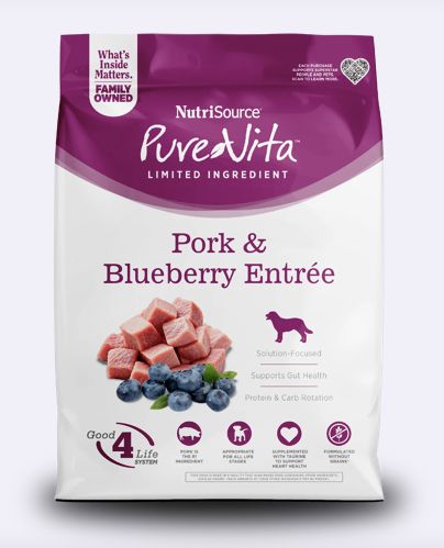 Pure Vita Grain Free Pork &amp; Bluekberry 25lb
