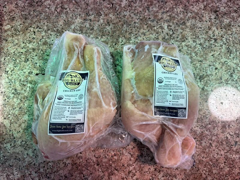 Big Bluff Whole Chicken leg/thigh Organic Pasture Raised/lb