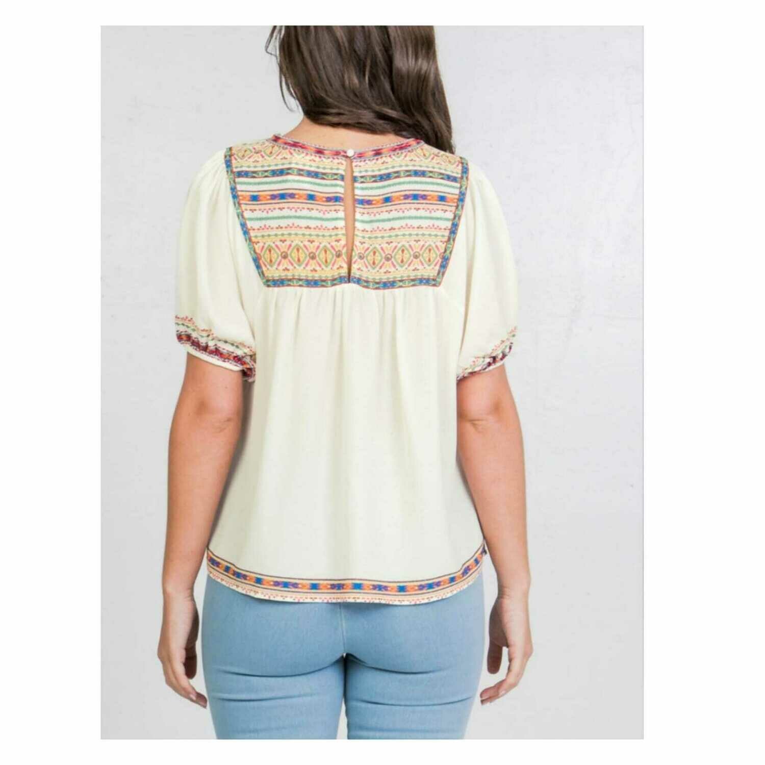 Baby Doll Printed Top Ivory