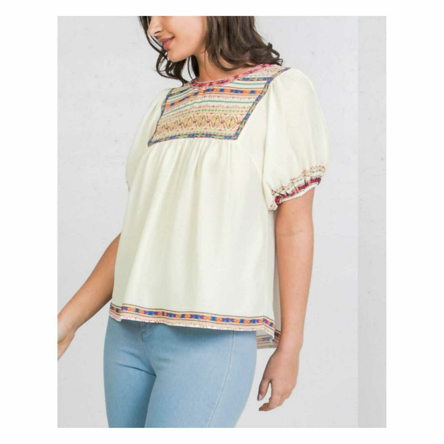 Baby Doll Printed Top Ivory
