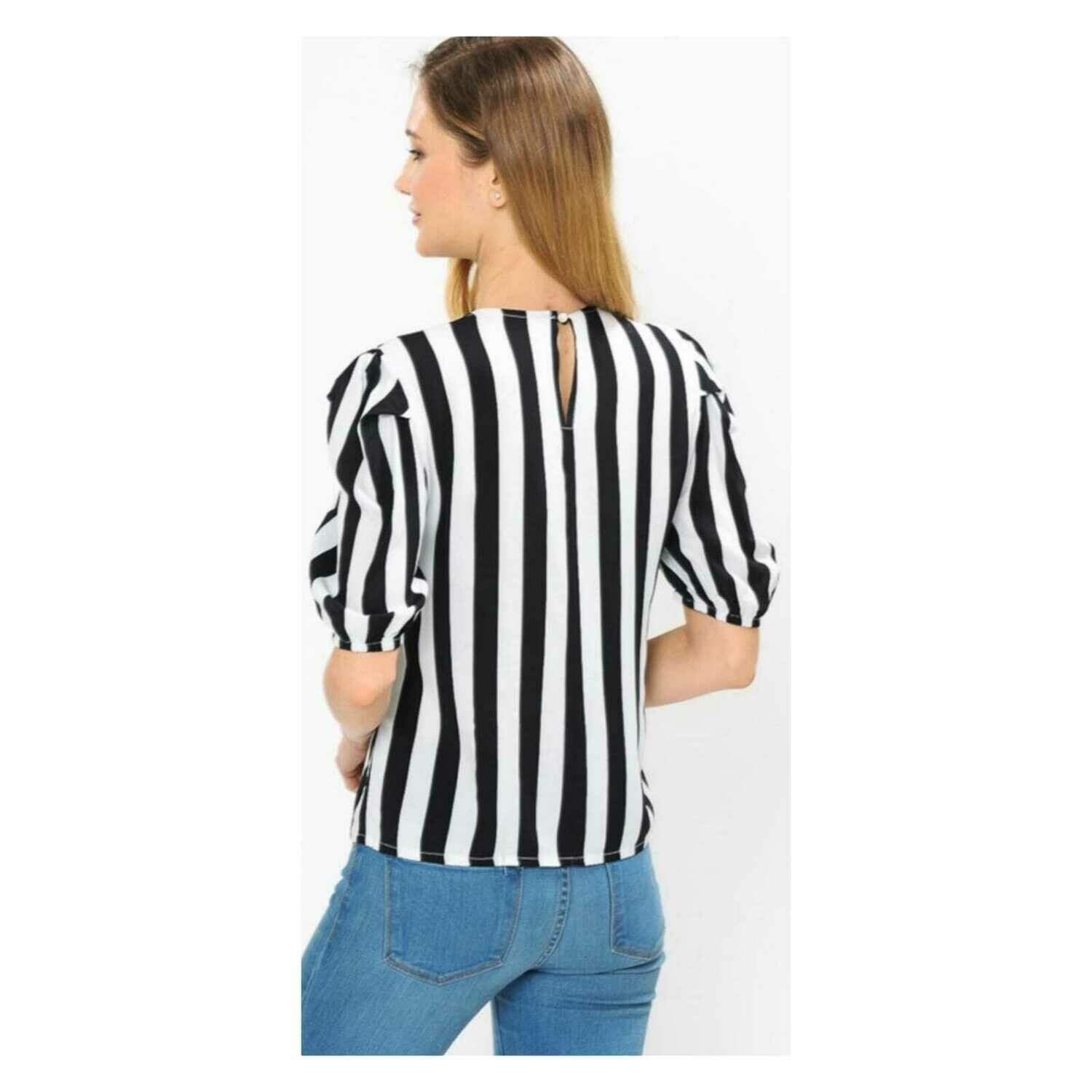 Basic Stripe Top Black