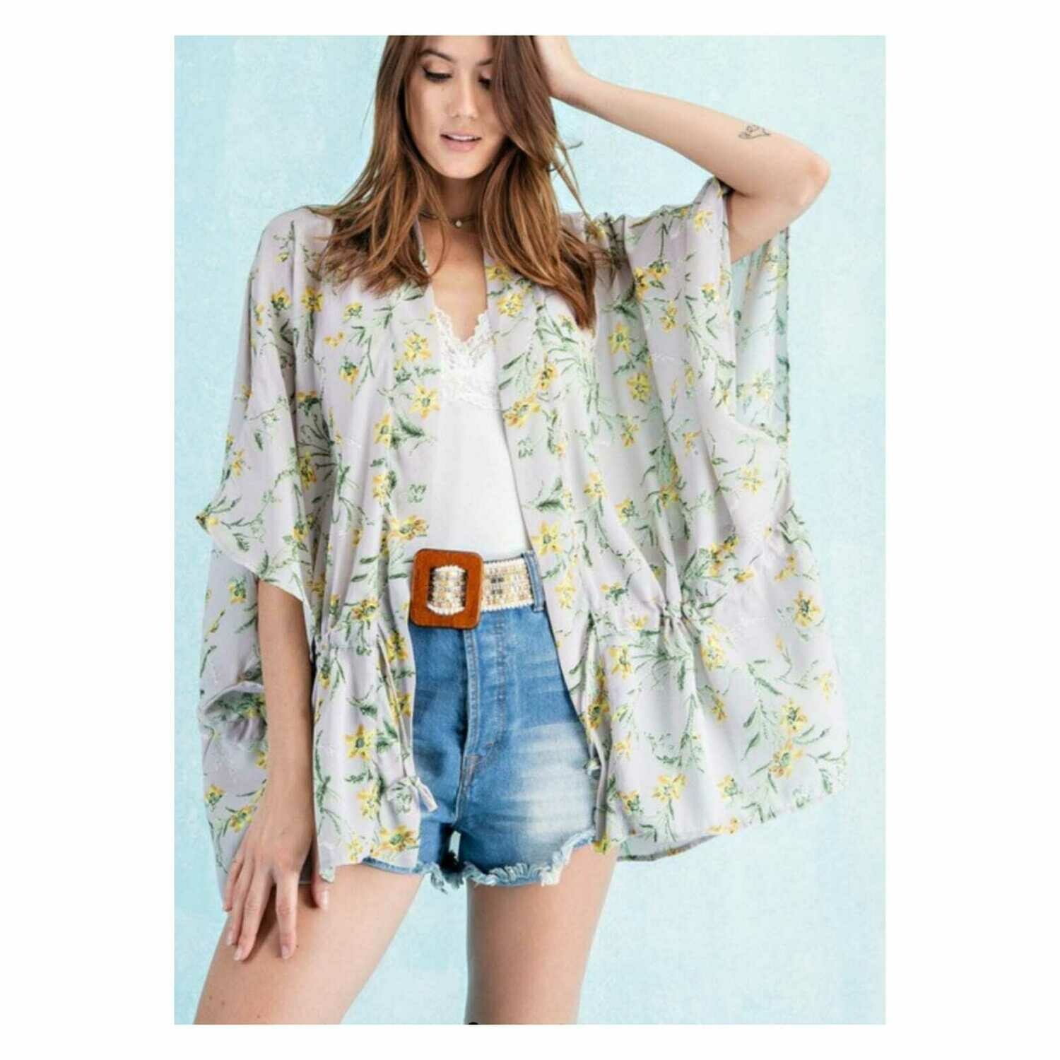 Dolman Tunic Printed Open Kimono