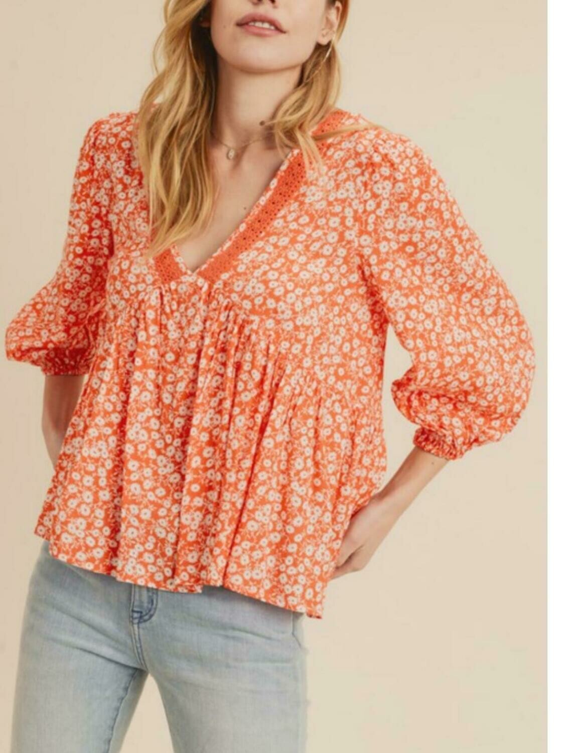 Floral Print Babydoll Top
