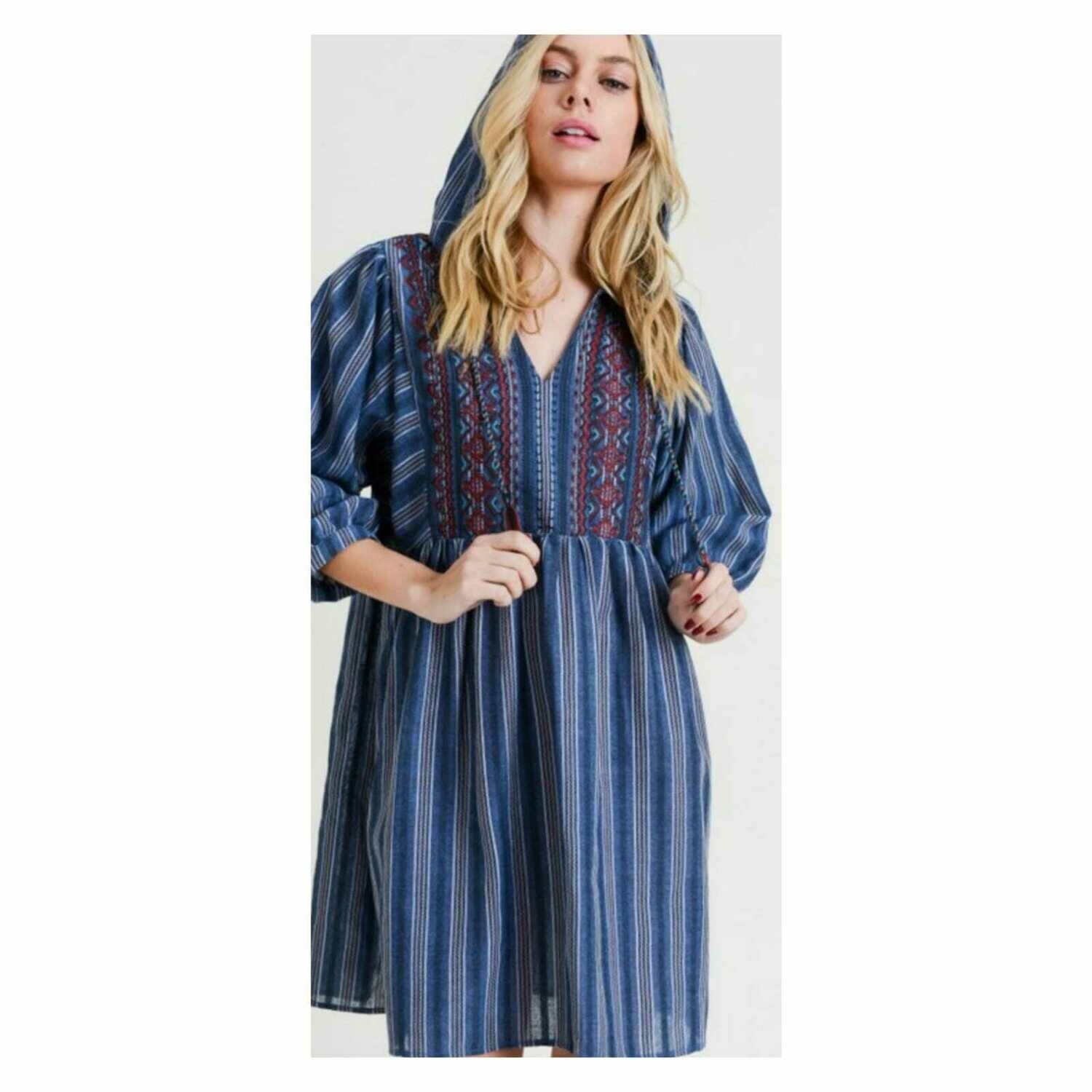 Hooded Bohemian Embroidery Dress