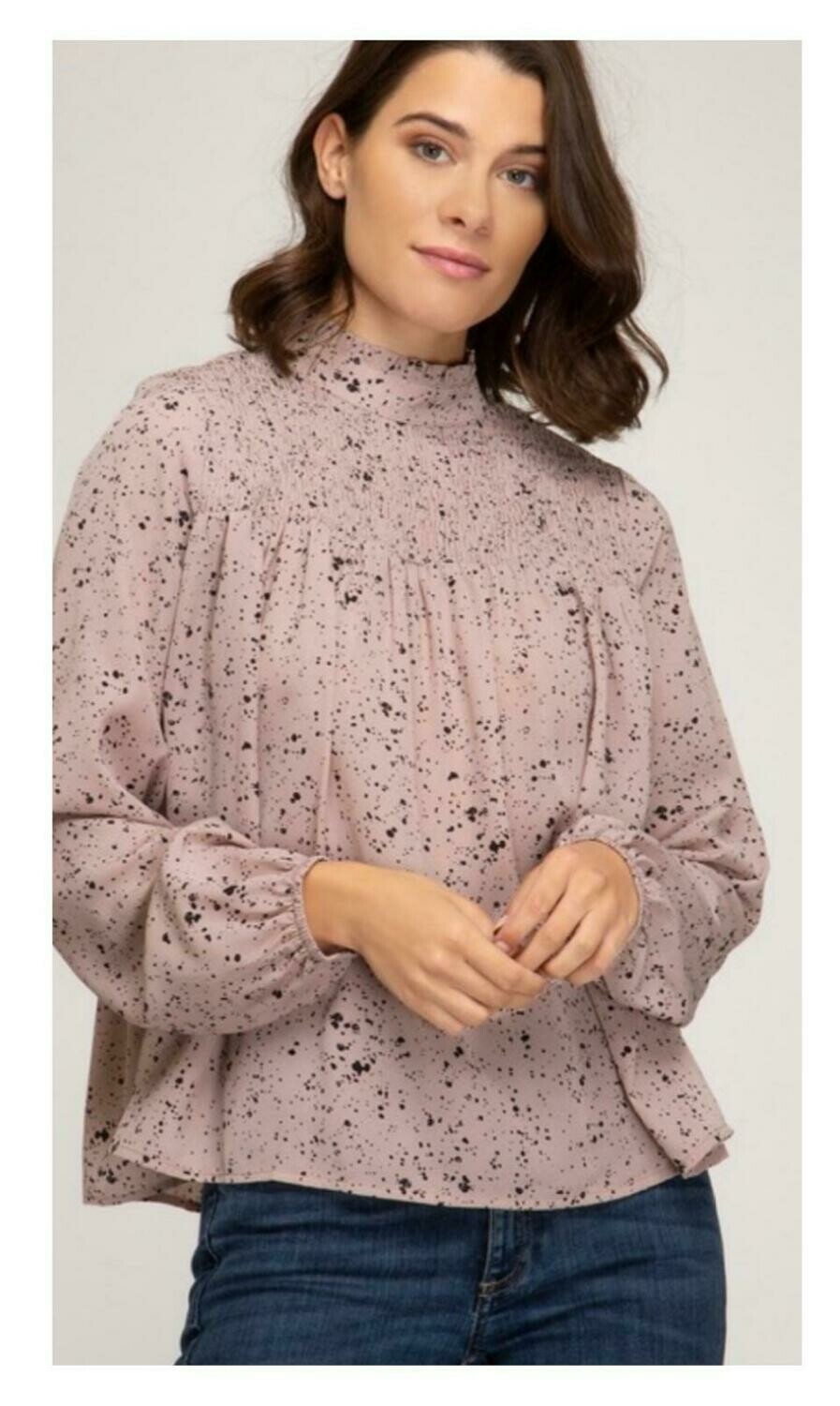 Smoked Yoke Printed Woven Top