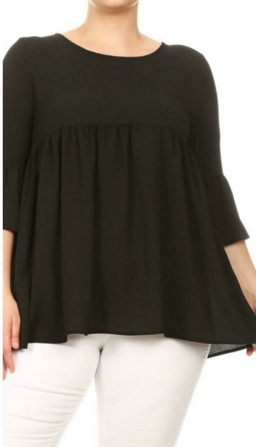 Plus Blouse Black 3/4
