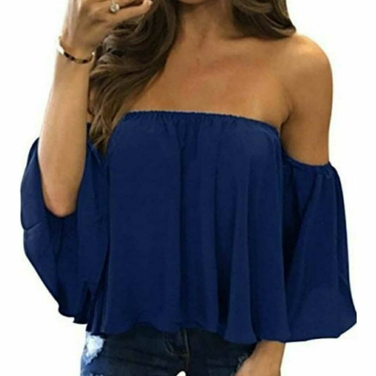 Off Shoulder Royal Blue Top - Small Only !!