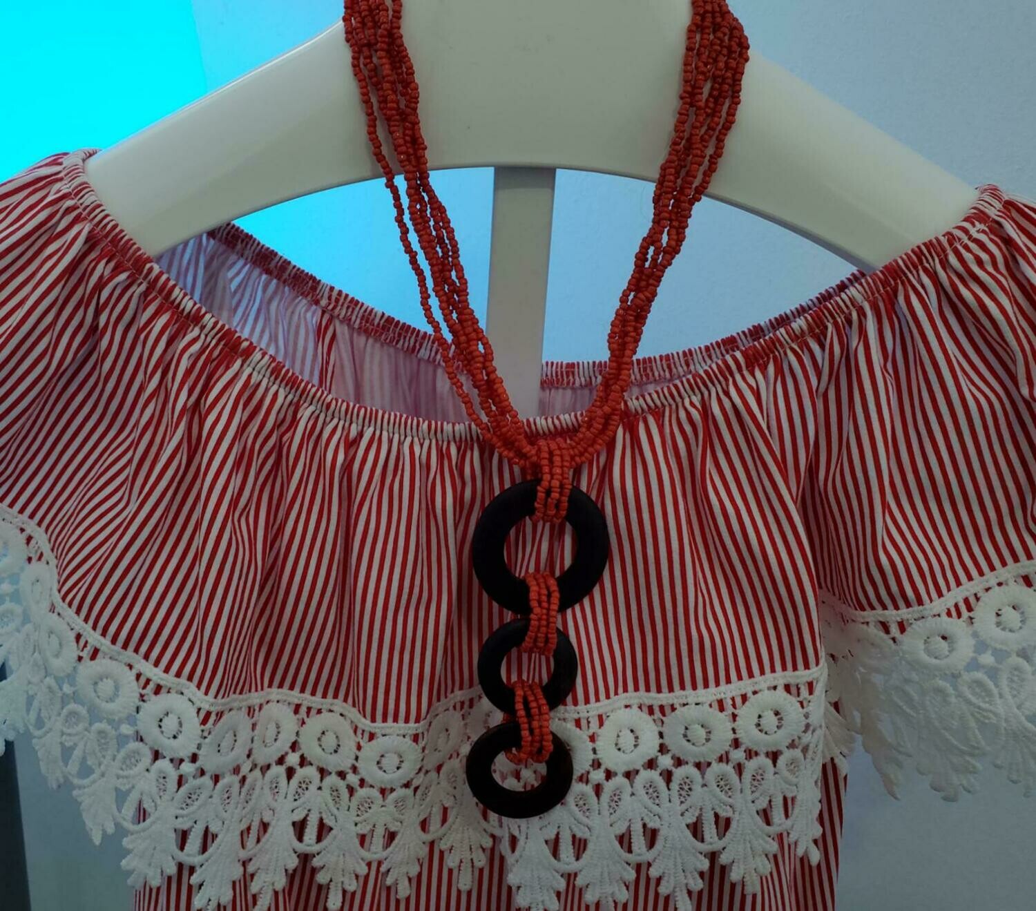 Off Shoulder Italian Top One Size Red