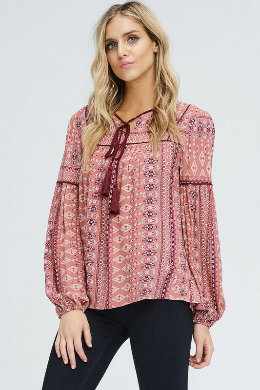 Long Sleeve Embroidery Top