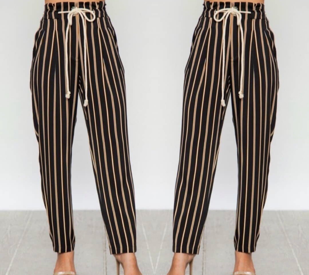 Beautiful Pleatting and Striped Print Pants