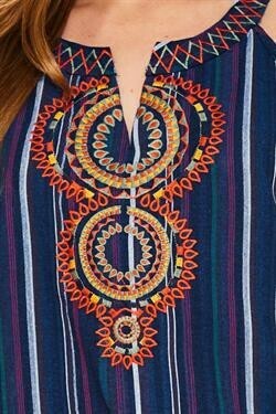 Halter Neck Embroidered Top Navy