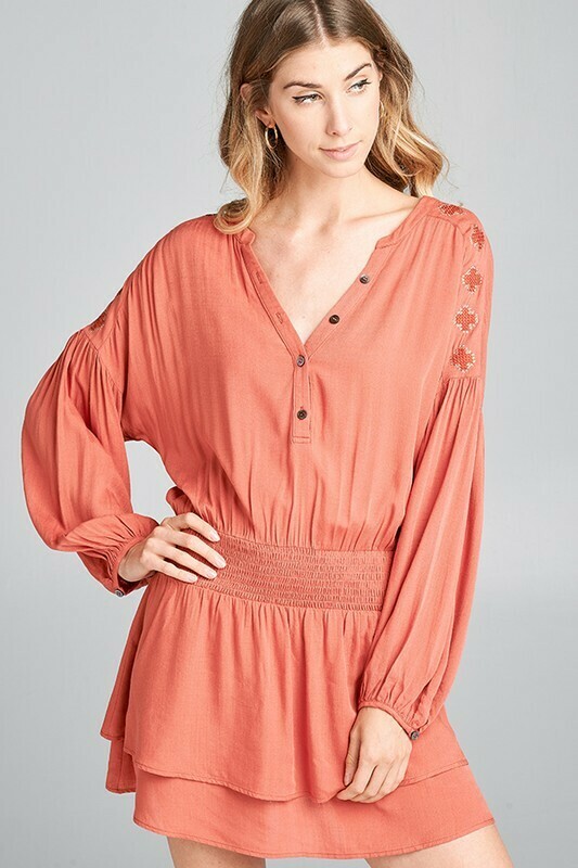 Aztec Embroidered Button Down Hanley Dress