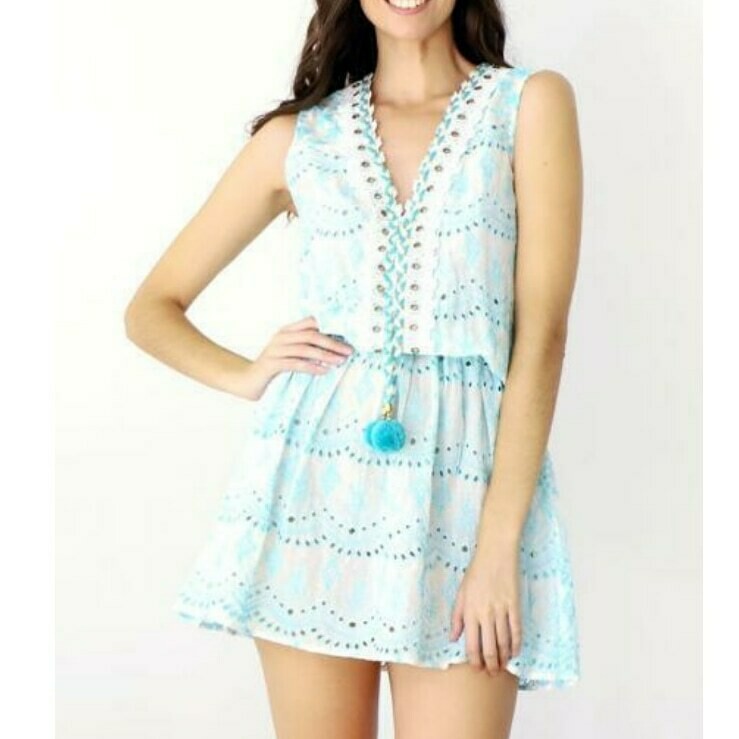 Eyelet Resort Dress Blue
