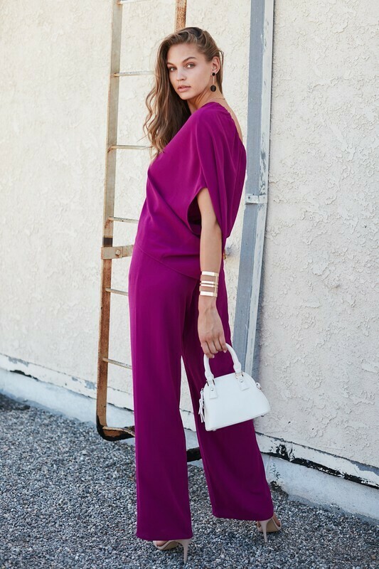 Magenta One Shoulder Jumpsuit