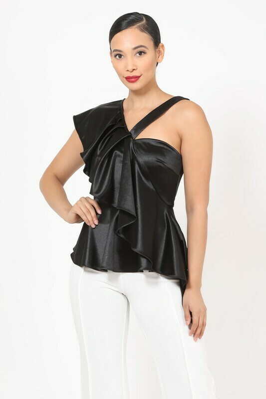 Shiny Peplum Ruffle Top