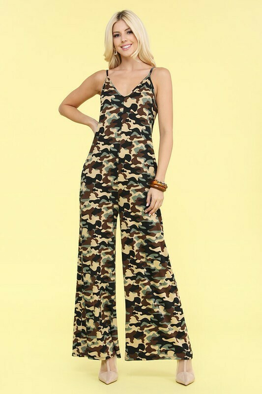 Camo Jumpsuit With Pocket