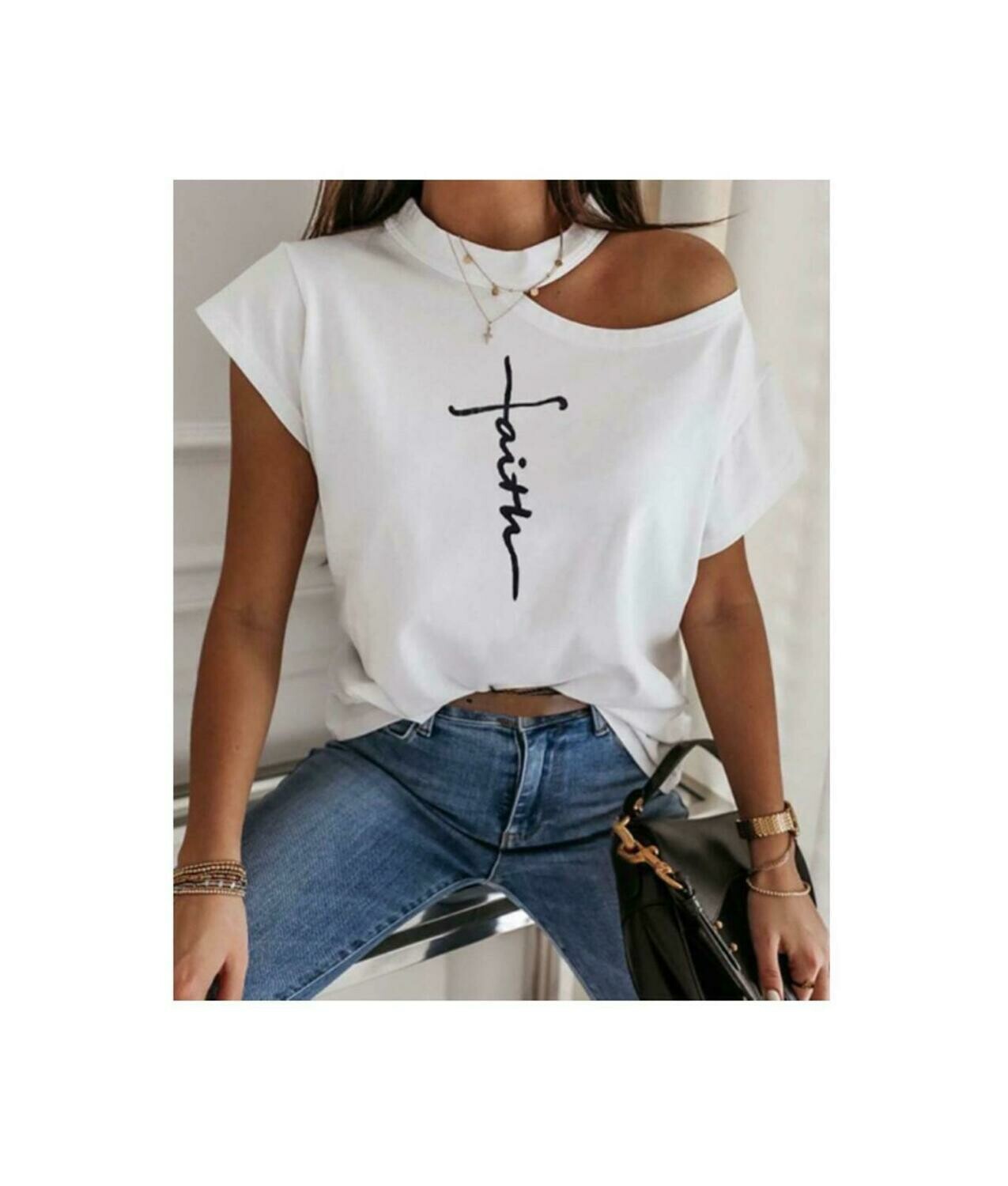 Letter Print Short Sleeve Top