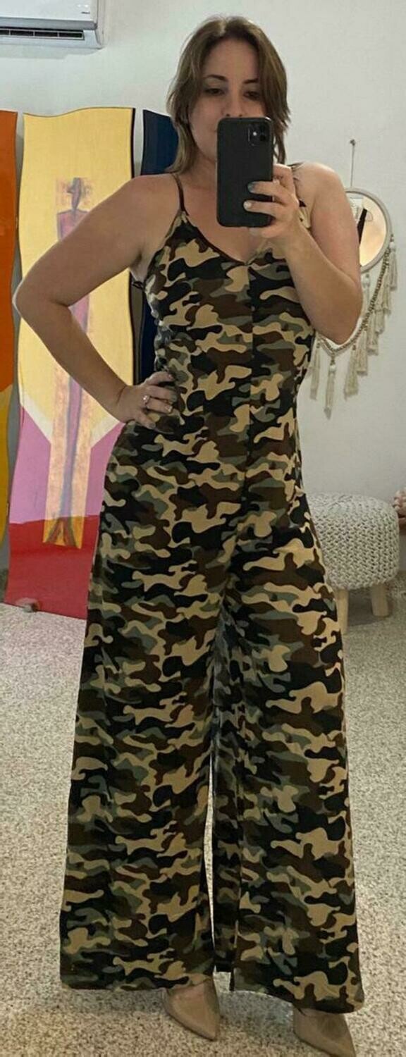 Camo Jumpsuit With Pocket