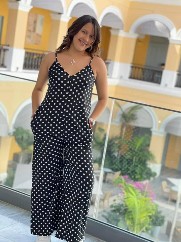 Polkadot Jumpsuit with pocket!
