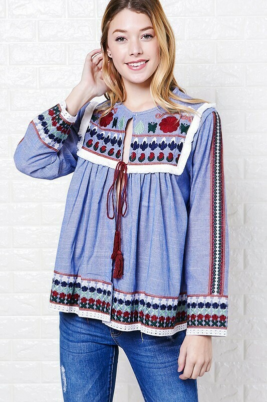 Boho Embroidery Jacket Top