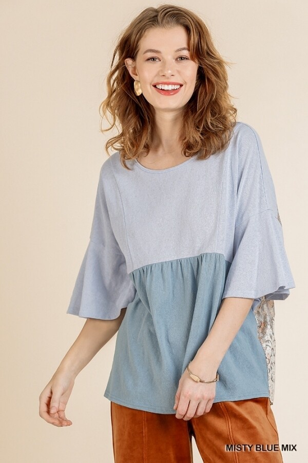 Short Sleeve Top and Embroidered Back