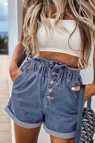 High Waist Denim Shorts