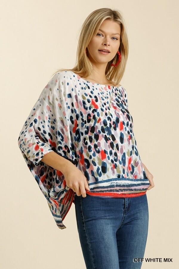 Multicolored Printed Poncho Style Top
