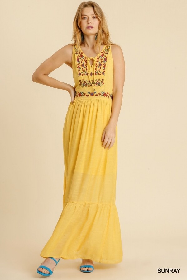 Floral Embroidery Maxi Dress