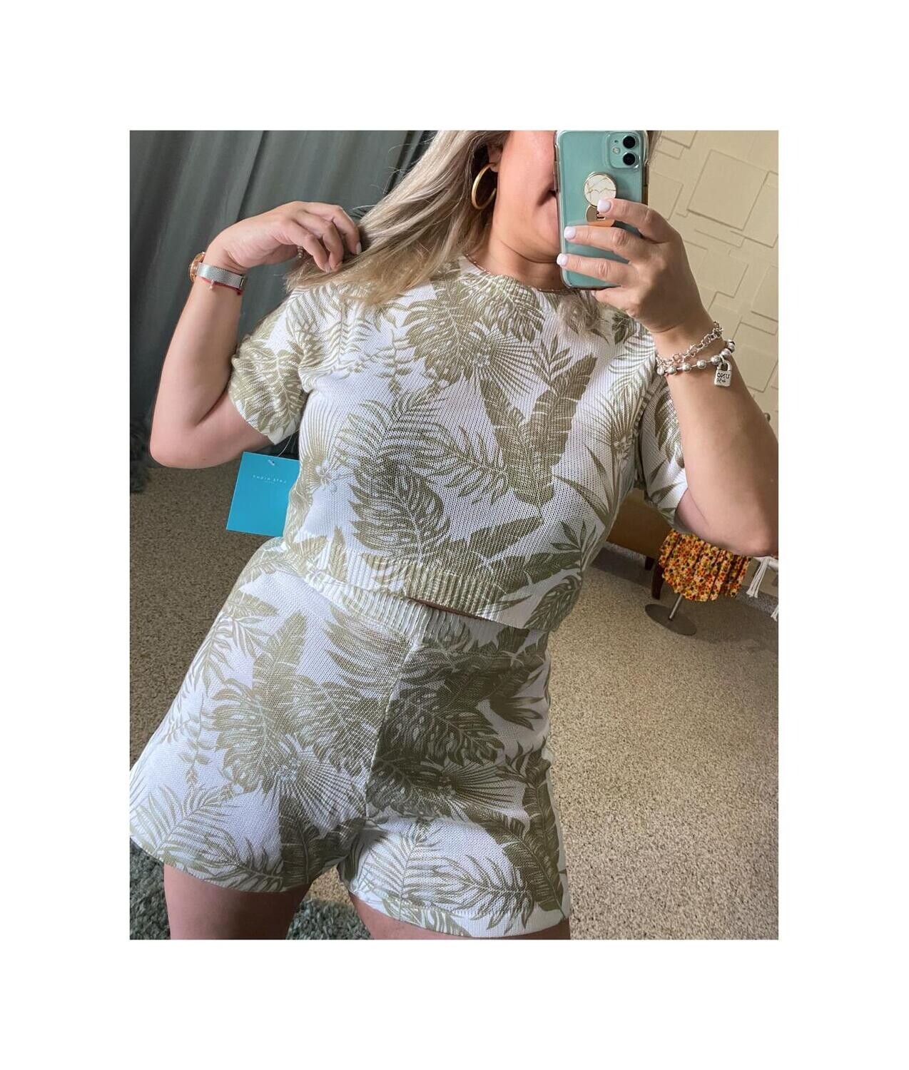 Short Set with  Cropped Top Foral