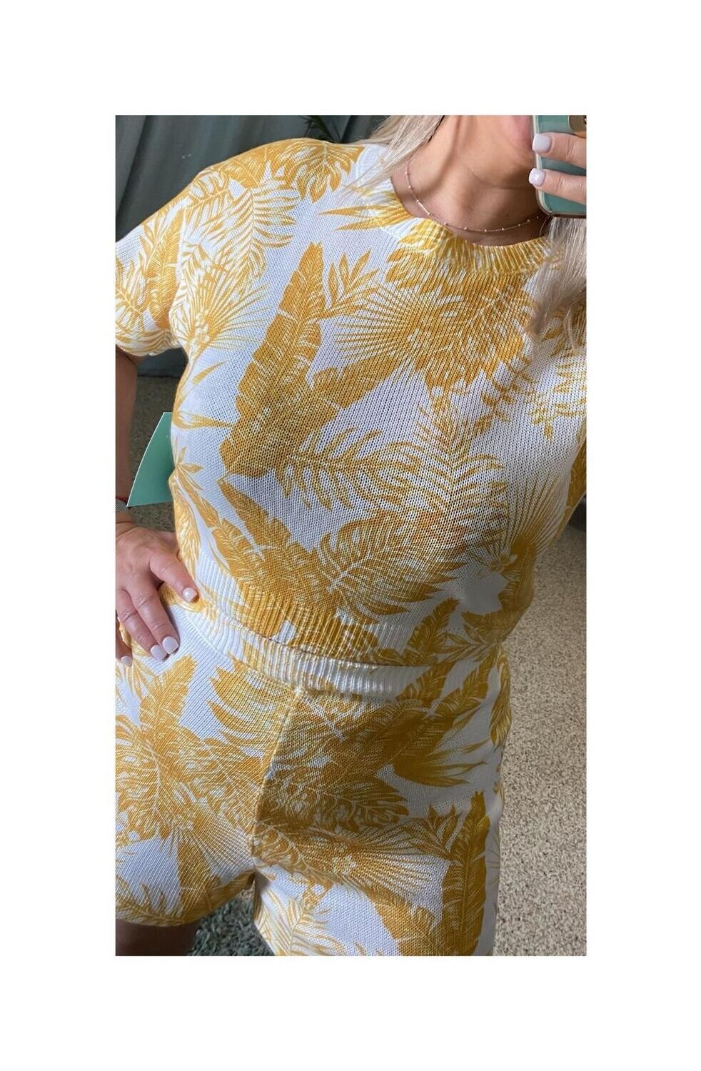 Short Set with Cropped Top Yellow 