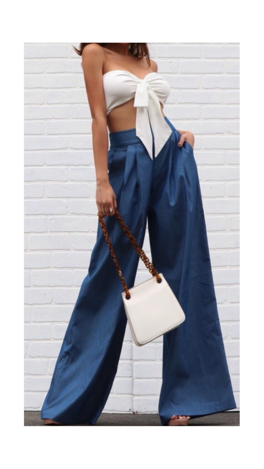 Set Denim Palazzo &amp; Top