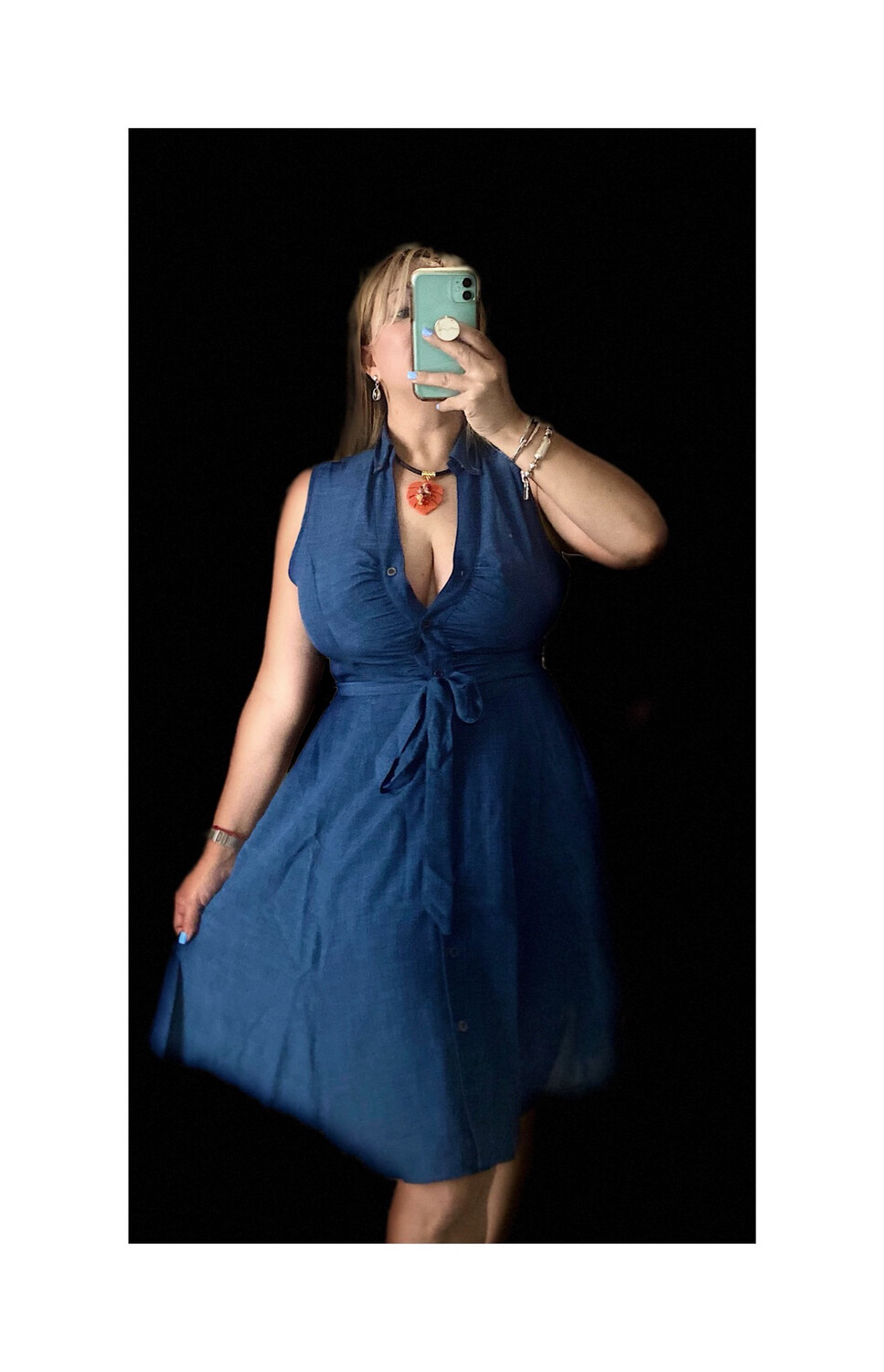 Button Down sleeveless Midi Dress