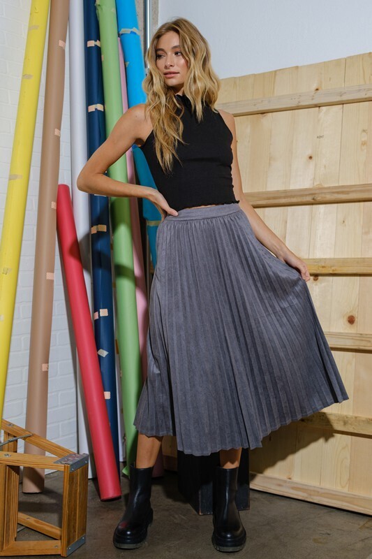 Falda Gris Larga Pleated