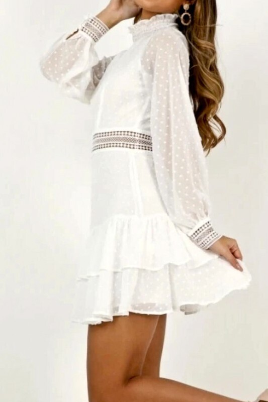Swiss Dotted Chiffon Lace Dress