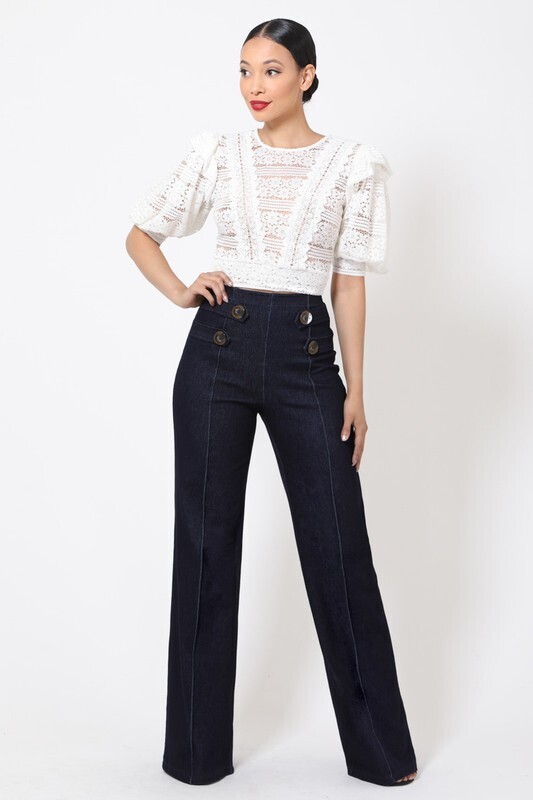 Plain Button Detail Pant