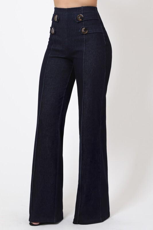 Plain Button Detail Pant