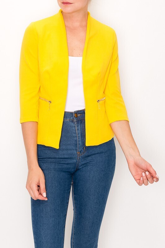 Open Front Blazer with Zipper
