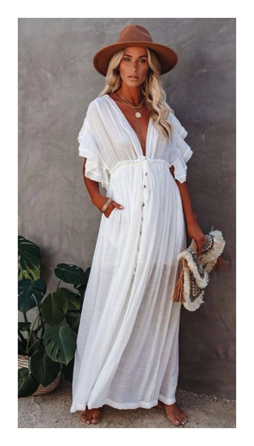 Maxi Dress White Cover Up