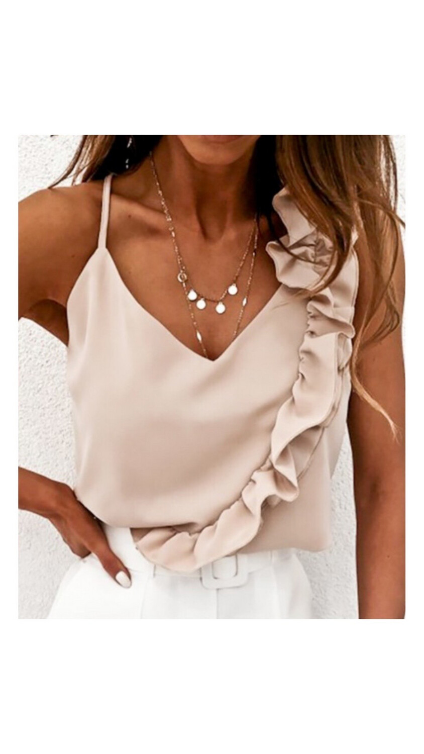 Irregular Ruffle Sleeveless Cami Top