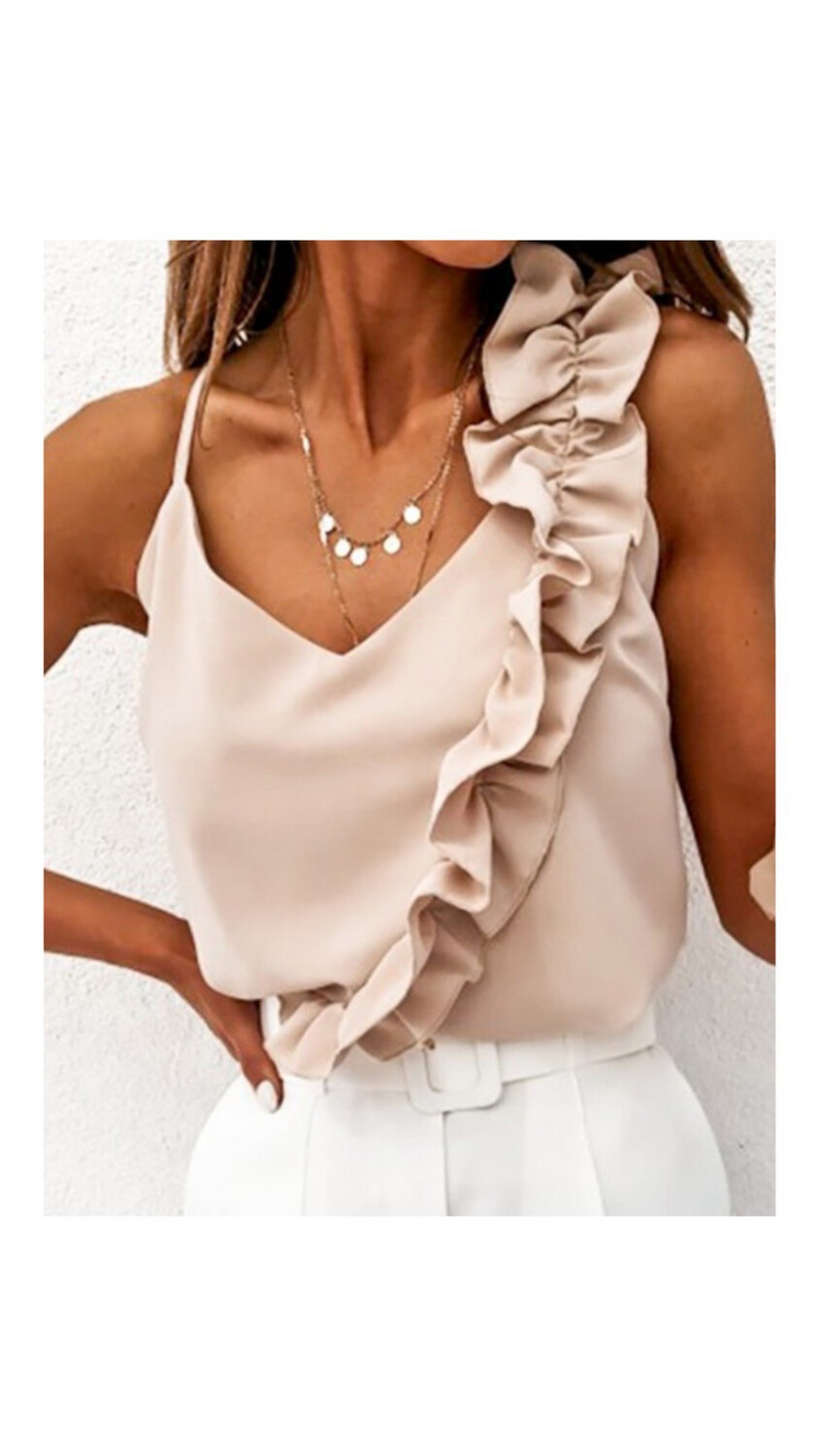 Irregular Ruffle Sleeveless Cami Top