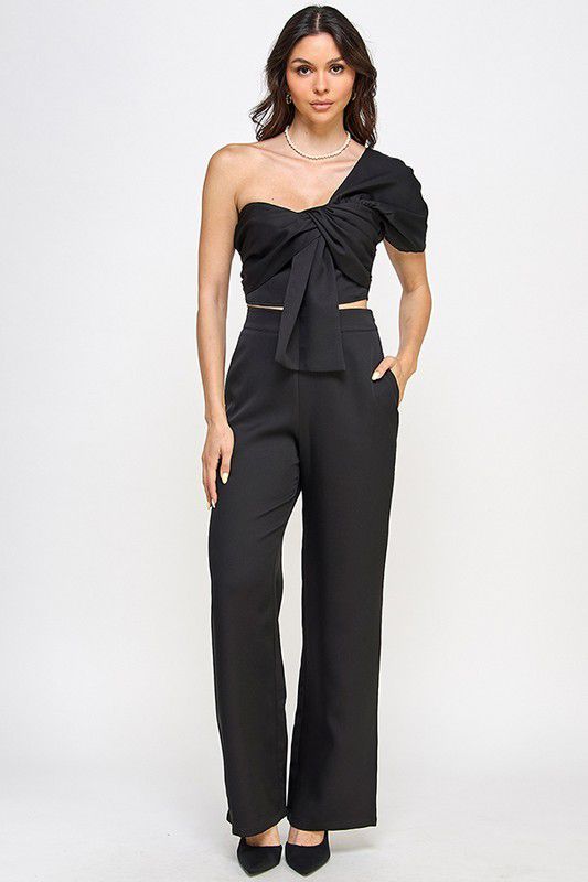 One Shoulder Draped Set
