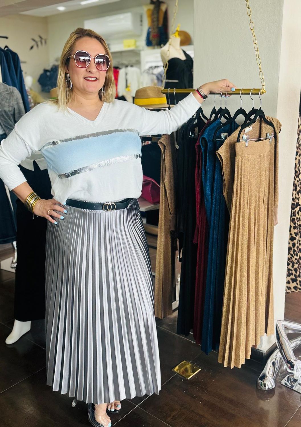 Satin Skirt Silver