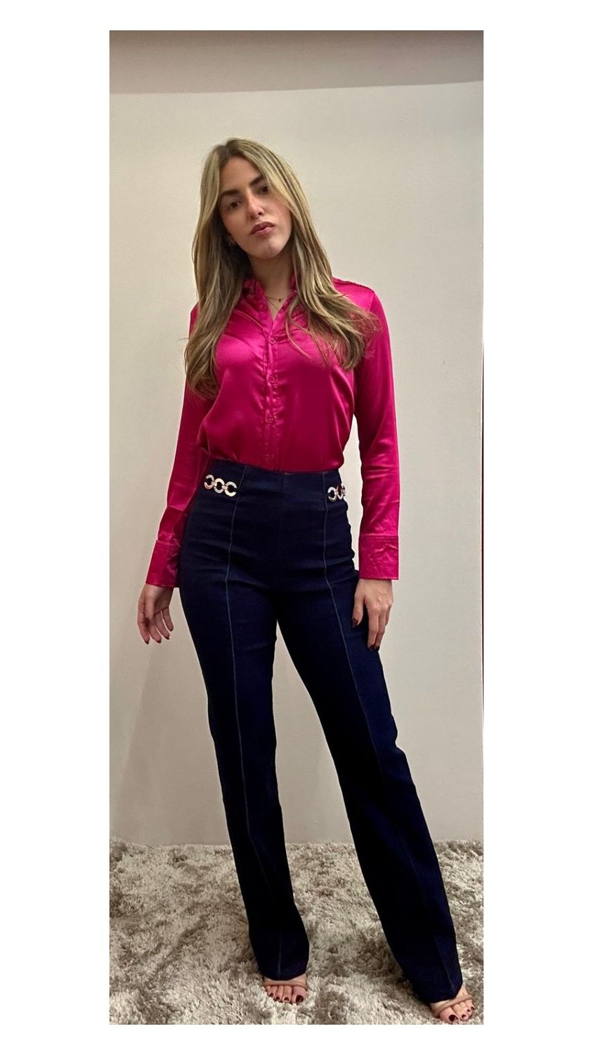 High Waist Washed Denim Pants