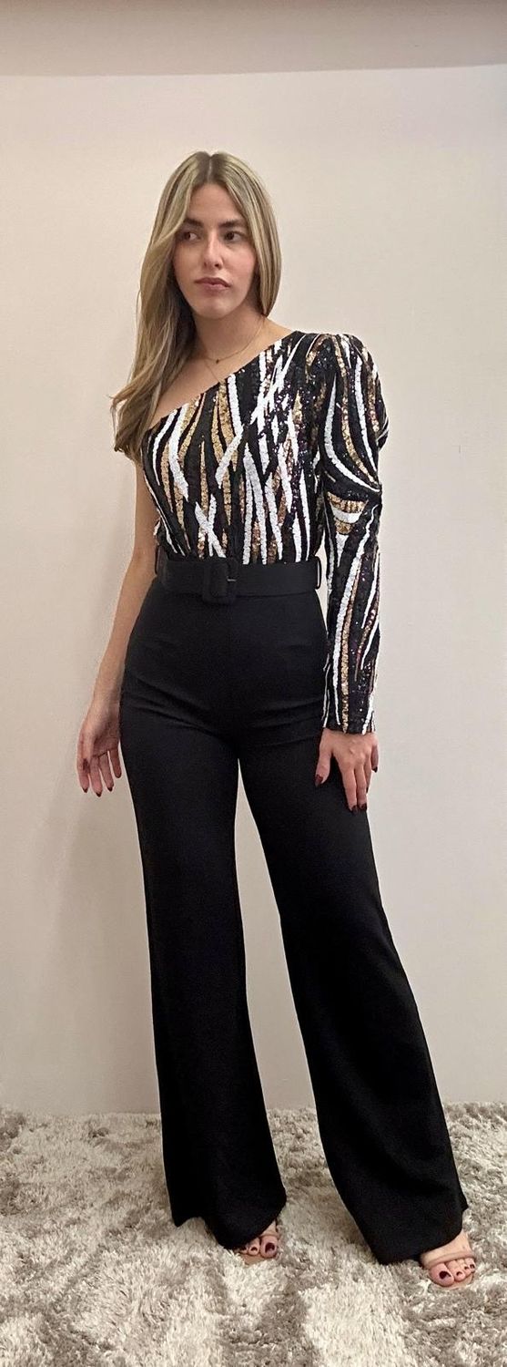 One Shoulder Sequin Fashion Jump