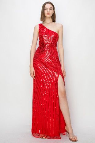 Formal One Sholder Red Dress