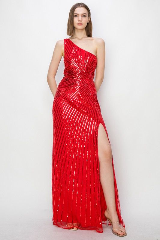 Formal One Sholder Red Dress