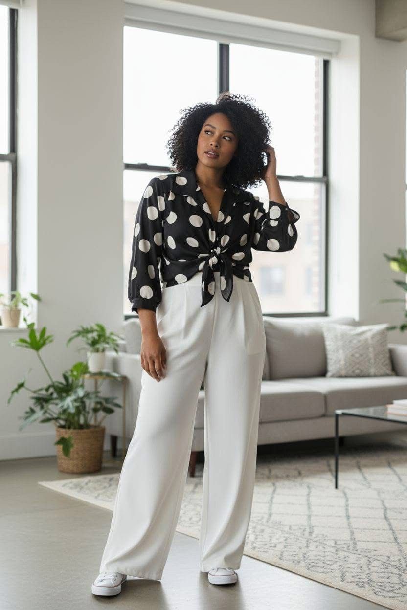 Polka Dot Top Black