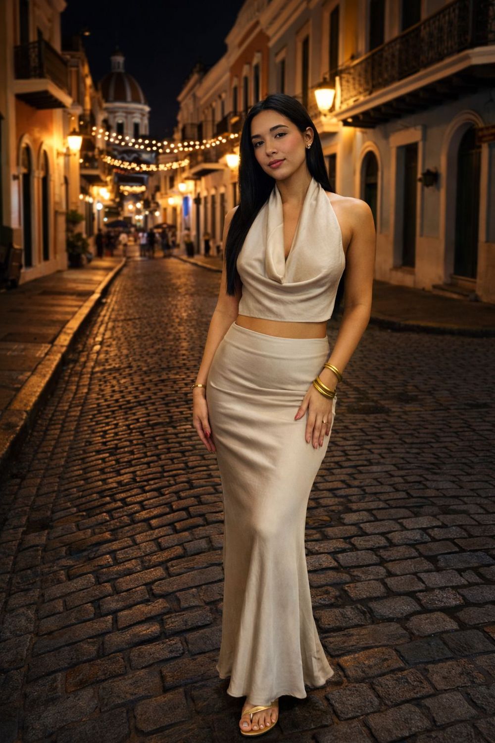 Champagne Skirt Set Halter