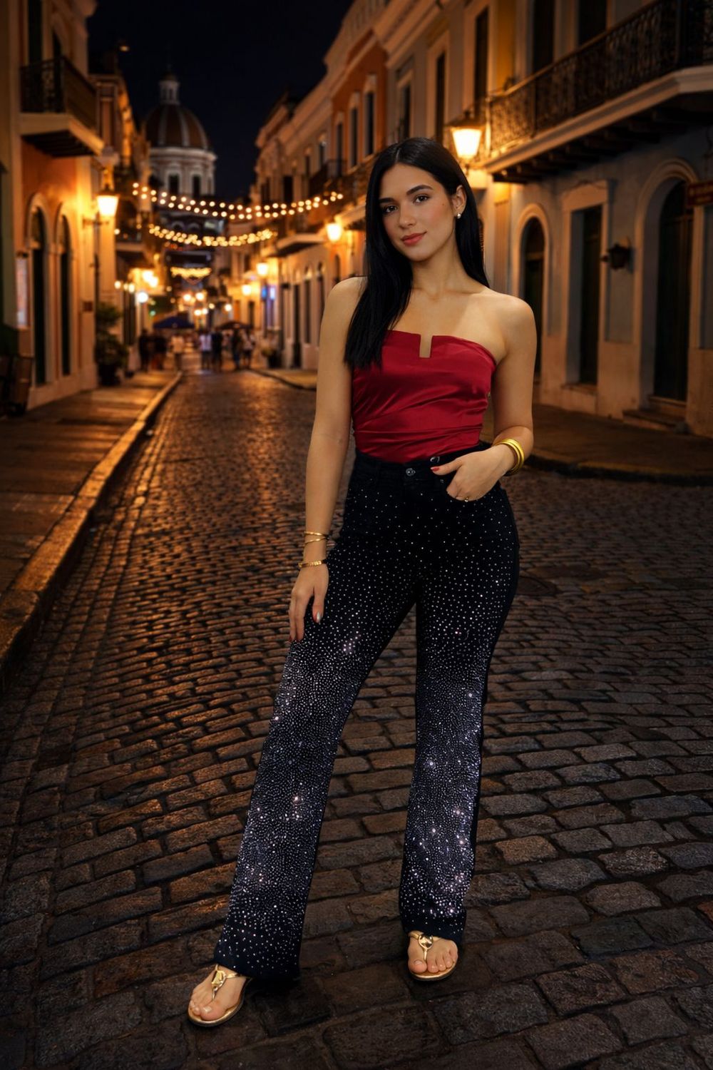 Black Rhinestone Jean